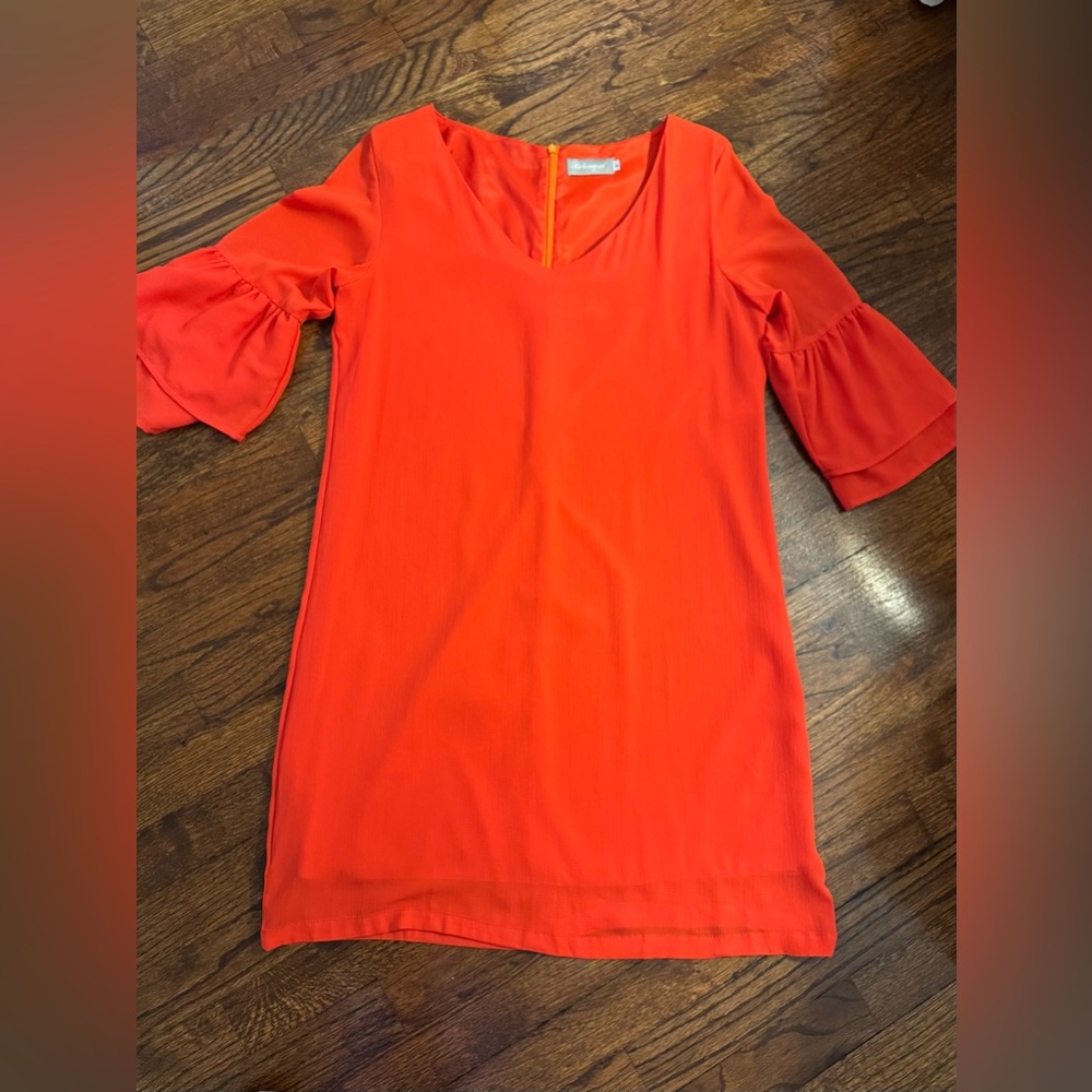 Women's Tangerine Dress with Flared Sleeves